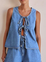 Tie Front Denim Vest