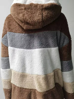 Full Size Fuzzy Zip Up Hooded Outerwear Plus Size