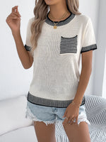 Round Neck Short Sleeve Knit Top