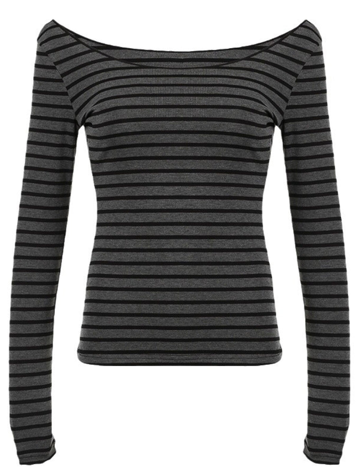Striped Boat Neck Long Sleeve T-Shirt