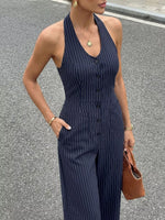 Striped Halter Neck Jumpsuit