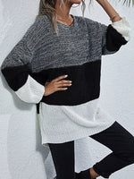 Color Block Round Neck Oversized Sweater