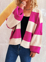 Color Block Open Front Cardigan