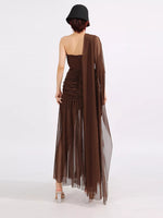 One-Shoulder Flowy Mesh Dress