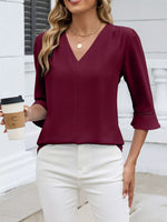 V-Neck 3/4 Sleeve Blouse