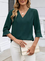 V-Neck 3/4 Sleeve Blouse