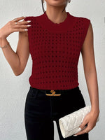 Hollow Out Round Neck Knit Tank