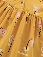 Children's Floral Print Button-Front Casual Dress
