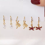 3-Pair 18K Gold-Plated Alloy Drop Earrings