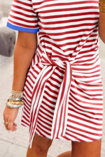 Striped Tie-Front Mini Dress
