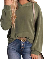 Ribbed Oversized Hoodie Sweatshirt with Pocket