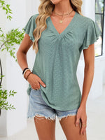 V-Neck Flutter Sleeve T-Shirt