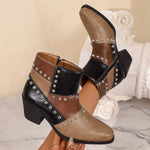 Point Toe Block Heels Boots