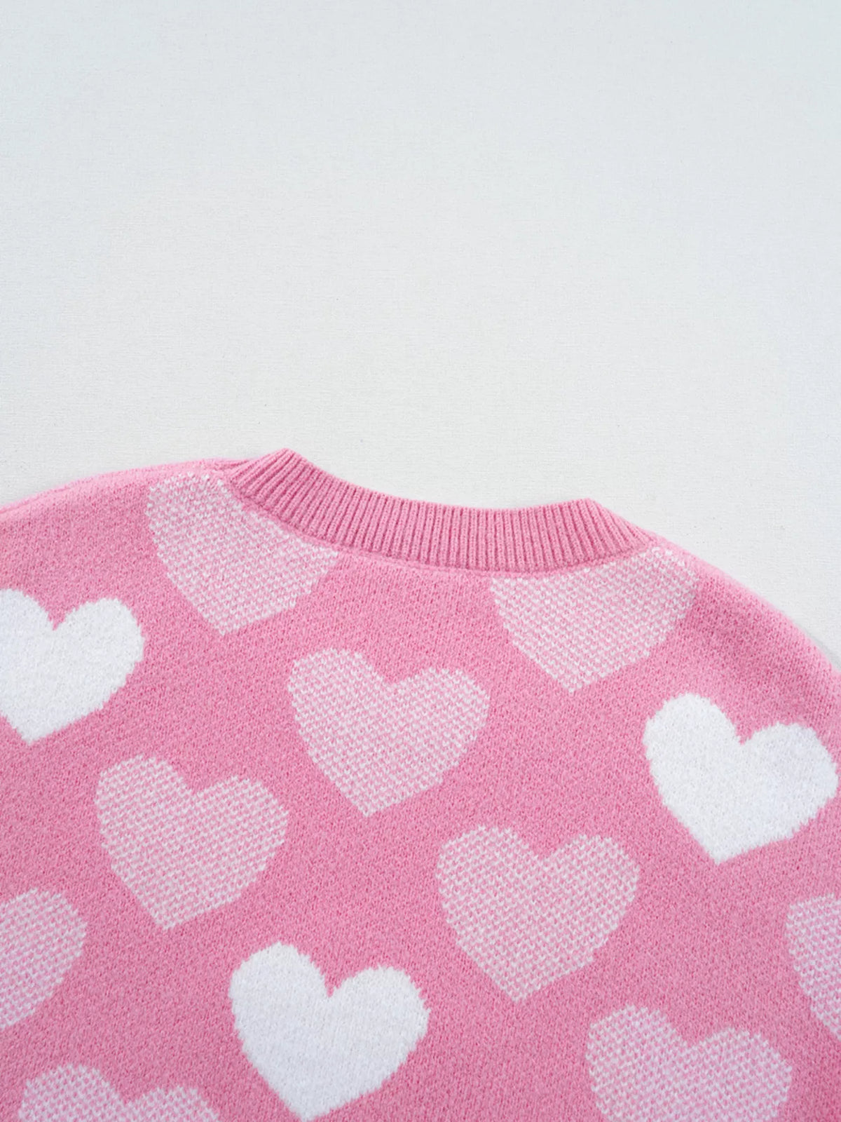 Pearled Heart Print Valentines Crew Neck Sweater