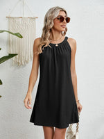 Eyelet Round Neck Sleeveless Dress