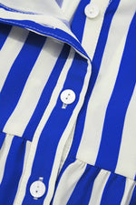 Stripe Balloon Sleeve Loose Button Up Shirt