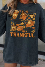 Thankful Thanksgiving Graphic Long Sleeve Sweatshirt