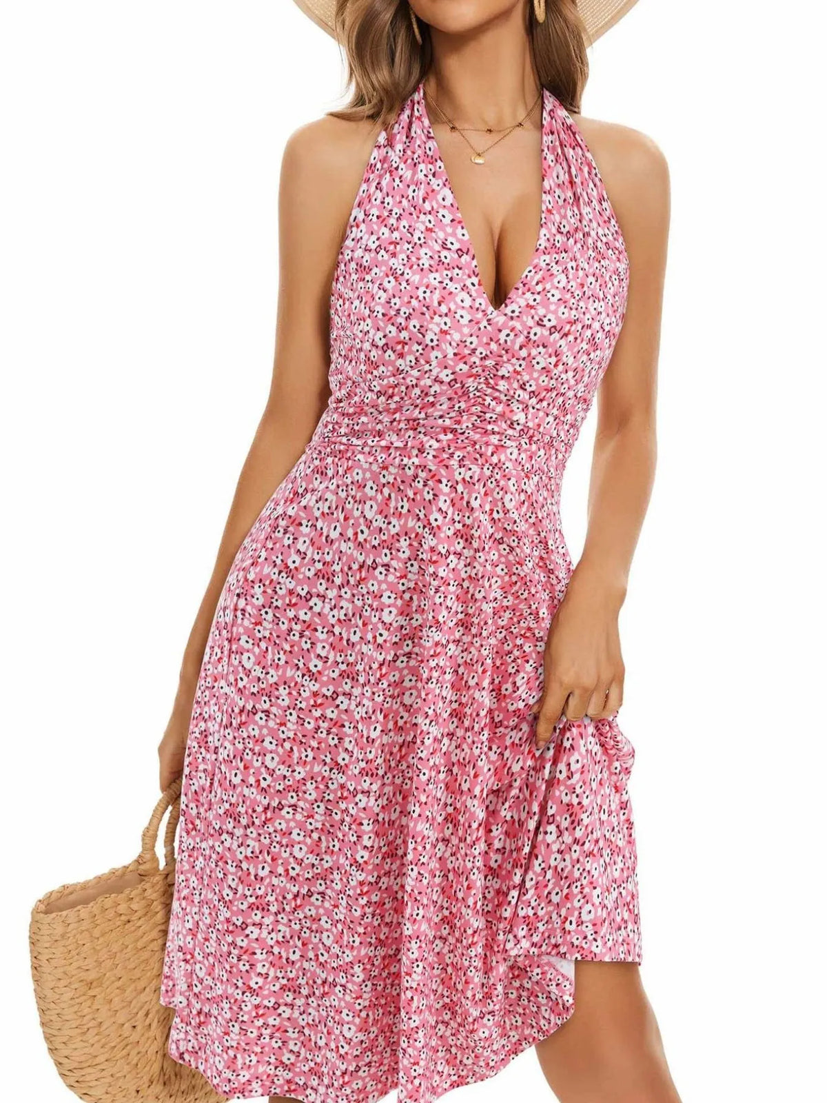 Printed Halter Neck Dress