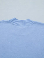 Solid Color Ribbed Trim Round Neck Ruffle Short Sleeve Sweater