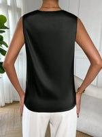 Satin Cowl Neck Sleeveless Blouse