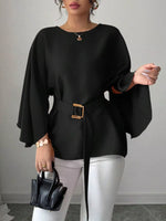 Batwing Sleeve Belted Blouse