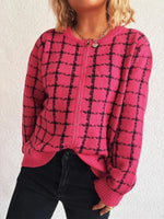 Plaid Pattern Zip Up Cardigan