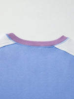 Exposed Seam Colorblock Patchwork Ribbed Trim Sweatshirt