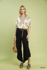 Umgee Flowy Asymmetrical Hem Wide Leg Pants
