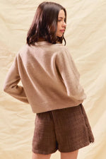 SO ME Front Lace Trim Button Cardigan Sweater