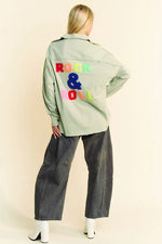 Davi & Dani Multi Color Rock & Roll Fringed Hem Loose Fit Shacket