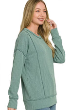 Zenana Corded Rib Long Sleeve Round Neck Top