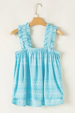 Printed Ruffled Wide Straps Tank
