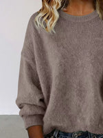 Full Size Round Neck Dropped Shoulder Sweater Plus Size