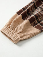 Plaid Patchwork Long Sleeve Hooded Top