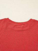 Merry Twisted Rib Christmas Loose Long Sleeve Top