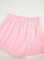 Peter Pan Lace Embellished Neck Sweatshirt and Skirt Two Piece Set
