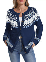 Fair Isle Patterned Button-Down Knit Cardigan