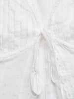 Lace Trim Tie Front Sleeveless Shirt