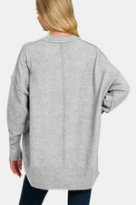 Zenana High-Low Hem Drop Shoulder Sweater