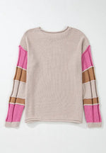 Color Block Round Neck Long SleeveSweater
