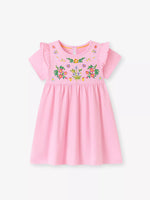 Children's Floral Embroidered Ruffle Sleeve Casual Dress