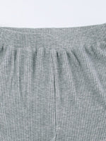 Ribbed Knit Top and Shots Set with Hoodie