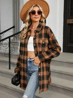 Plaid Collared Neck Long Sleeve Shirt