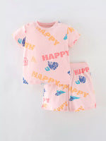 Children's Happy Print Top and Shorts Set