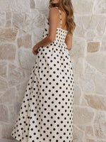 Polka Dot Pleated Detail Maxi Dress
