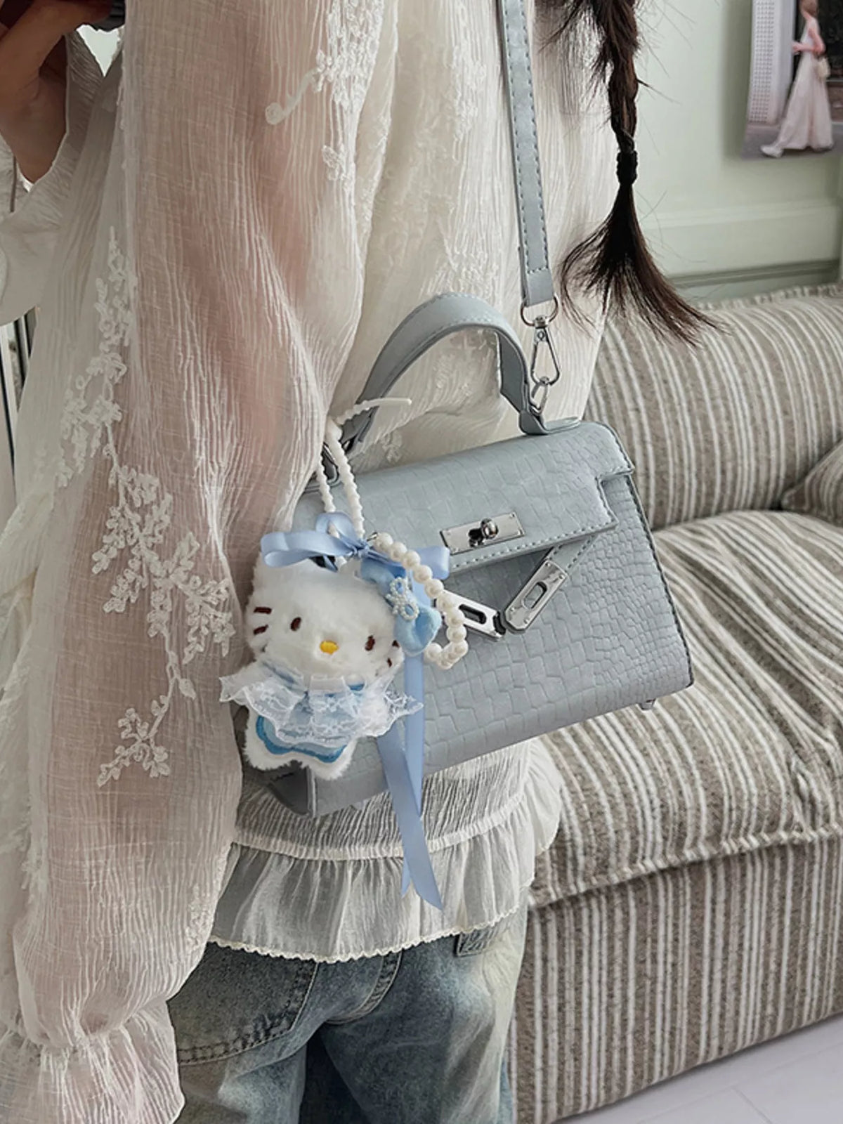 Croc-Embossed Mini Crossbody Bag