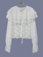 Ruffled Lace Flounce Sleeve Blouse