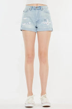 Kancan High Rise Repaired Mom Denim Shorts