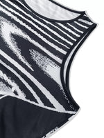 Plus Size Sleeveless Bodycon Maxi Dress with Abstract Print