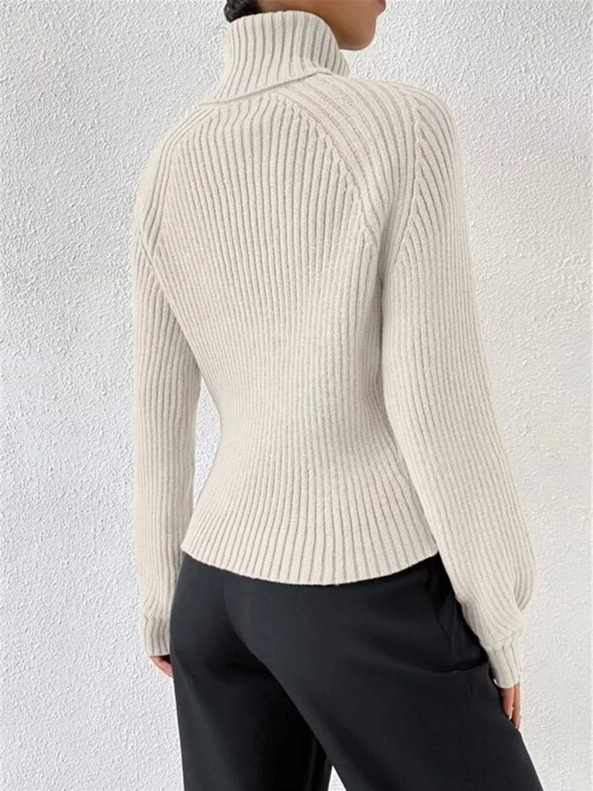 Ribbed Knit Turtleneck Sweater